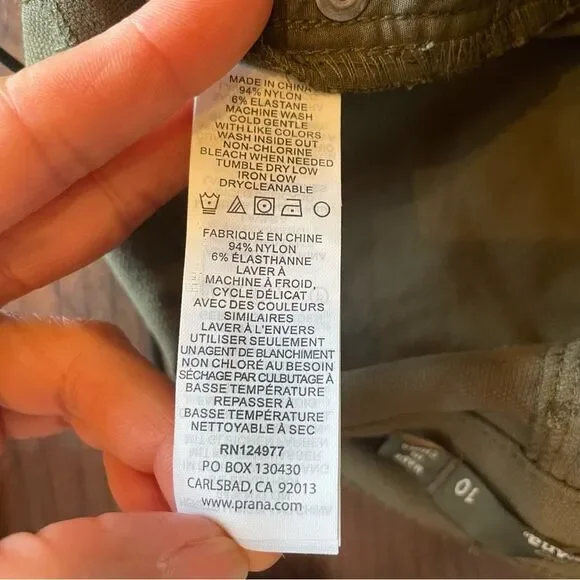 Prana Jenna Women's Pants Outdoor Cargo Green Mid Rise Slim Skinny Leg (Size10) - Picture 13 of 13